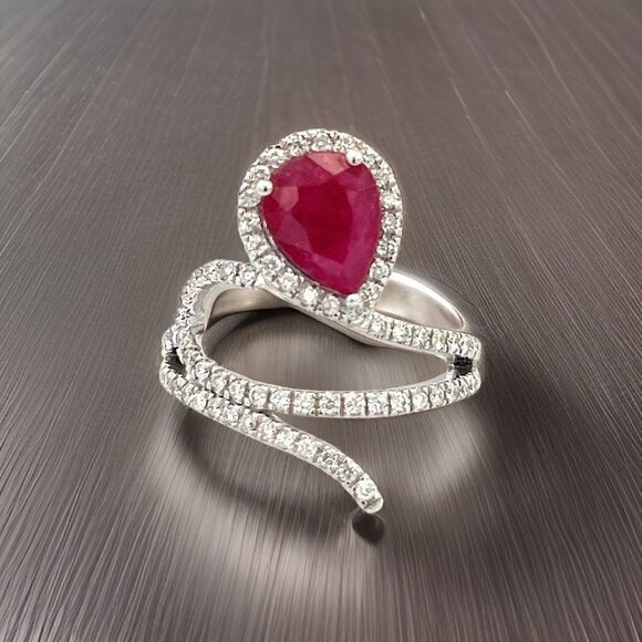 Natural Ruby Diamond Ring 6.75 14k W Gold 2.32 TCW Certified $5,950 310542 - Picture 6 of 16